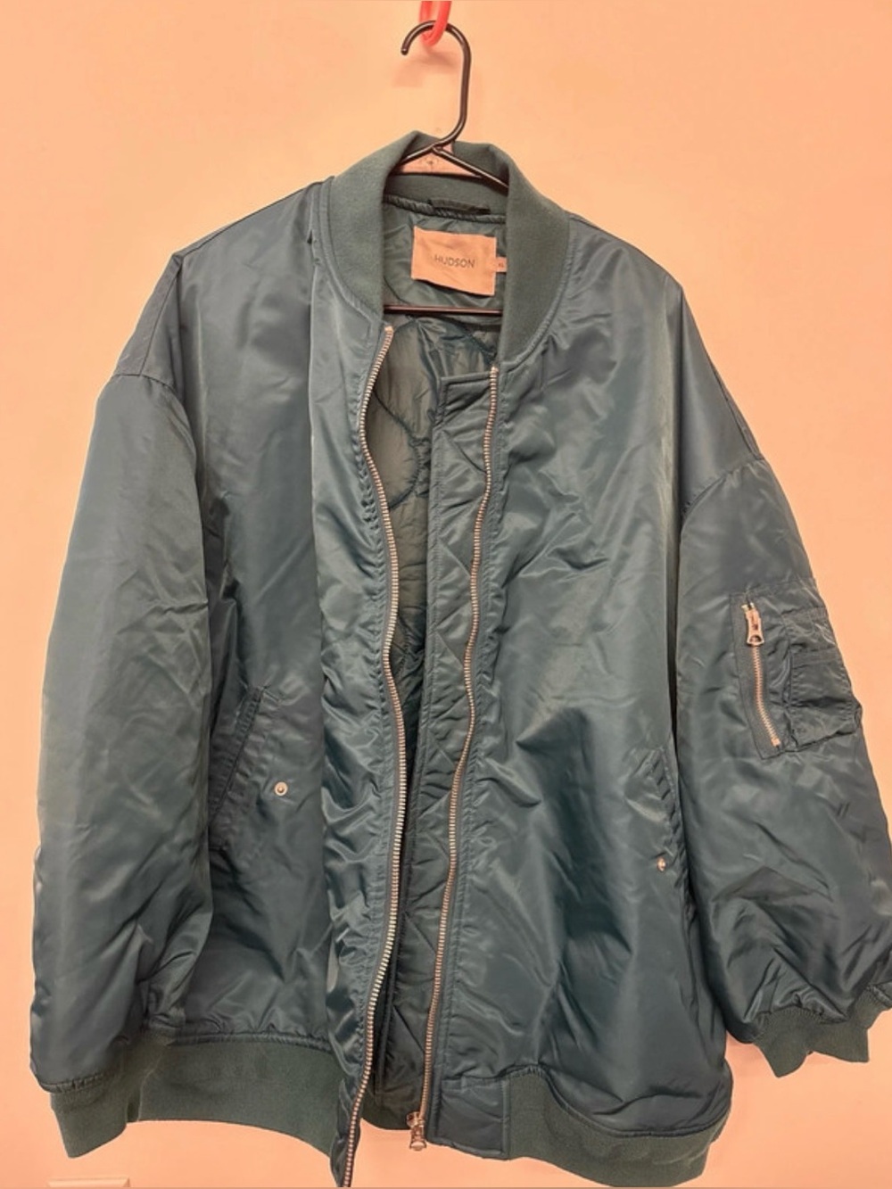 Hudson Jeans Teal Green Bomber Jacket
